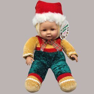 Kostume Kids Sugar Loaf Christmas Gingerbread Doll Santa Hat Overalls 15 inch